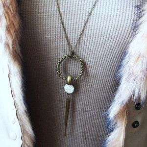 Hand Made - Vintage Bronze Crystal Necklace
